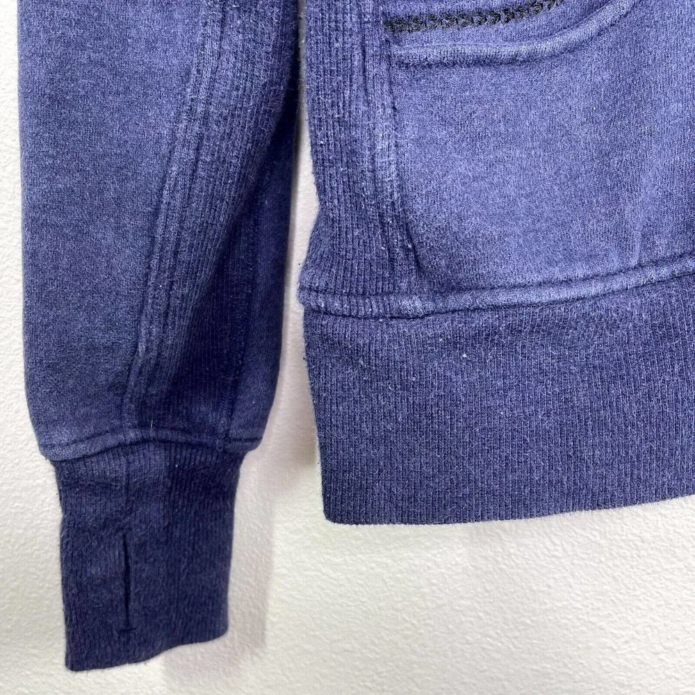Lululemon Cuddle Up Fleece Zip Athletic Jacket Sz‎ 6 Blue Turtleneck Thumbholes